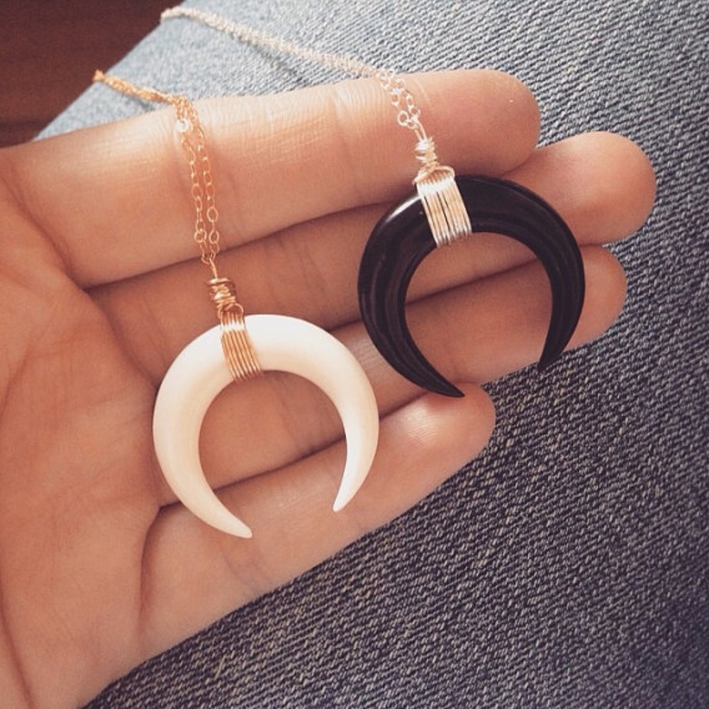 4 for $25 White Horn Crescent Moon Necklace - Picture 2 of 6